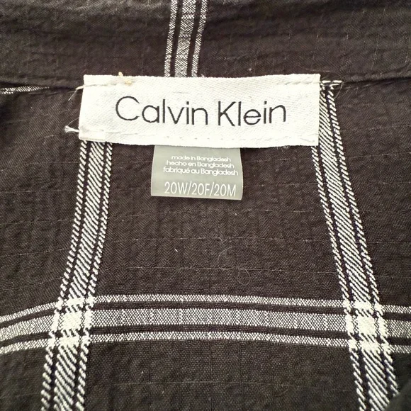 Calvin Klein Gauze Windowpane-Print Shirtdress 20W - Picture 9 of 10